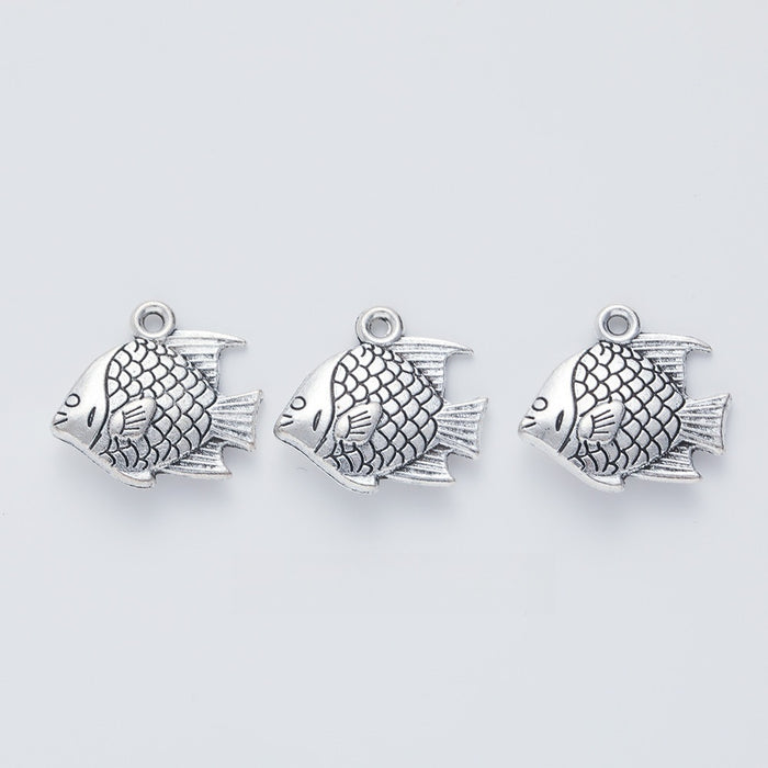 Vintage Alloy Fish Charm Pendant For DIY Jewelry Accessories Necklace Bracelet Making – Antique Silver