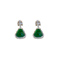 New Chinese Style Gourd Stud Earrings With Emerald Zircon And Faux Agate Silver Needle view 5