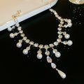 French Light Luxury Teardrop Zircon Faux Pearl Collarbone Necklace For Evening Dress view 2