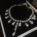 French Light Luxury Teardrop Zircon Faux Pearl Collarbone Necklace For Evening Dress view 4