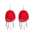 Sweet Cool Alloy Cowboy Hat Waterdrop Rhinestone Tassel Drop Earrings view 5