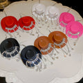 Sweet Cool Alloy Cowboy Hat Waterdrop Rhinestone Tassel Drop Earrings view 1