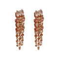 Copper Geometric Rhinestone Tassel Drop Earrings Long Light Luxury European Style Jewelry view 5