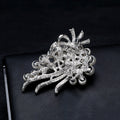 White Silver Tone Floral Bouquet Pearl Look Metal Brooch Pin view 5
