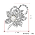 Silver Tone Flower Pearl Look Metal Brooch Pin 7 x 3.9 cm view 2
