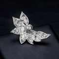 Silver Tone Flower Crystal Pearl Look Metal Brooch Pin 5.6 x 3.5 cm view 5