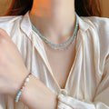 Gold Plated Geometric Faux Pearl Necklace Jewelry Set Minimalist Light Luxury Collarbone Chain view 3