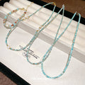 Gold Plated Geometric Faux Pearl Necklace Jewelry Set Minimalist Light Luxury Collarbone Chain view 4