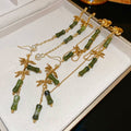 New Chinese Style Copper Flower Tassel Drop Earrings With Bamboo Joint Design For Hanfu view 3