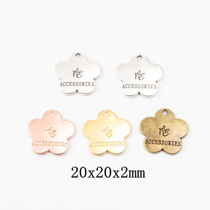 Zinc Alloy Plum Blossom Tag Charm Pendant for DIY Necklace Bracelet Jewelry Making