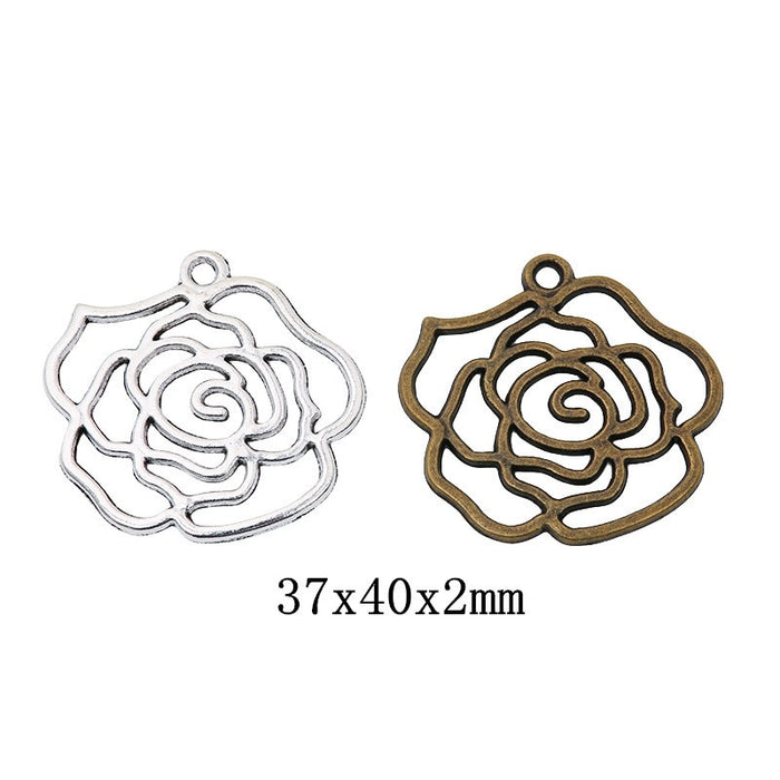 Zinc Alloy Rose Charm Pendant No.925075 for DIY Necklace Bracelet Jewelry Making
