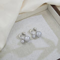 Elegant French Vintage Silver Needle Gray Double Pearl Front Back Drop Earrings view 2