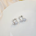 Elegant French Vintage Silver Needle Gray Double Pearl Front Back Drop Earrings view 3