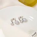 Elegant French Vintage Silver Needle Gray Double Pearl Front Back Drop Earrings view 4