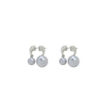 Elegant French Vintage Silver Needle Gray Double Pearl Front Back Drop Earrings view 5