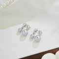 Elegant French Vintage Silver Needle Gray Double Pearl Front Back Drop Earrings view 1