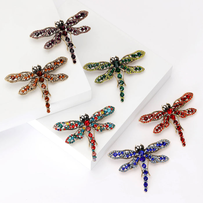 Alloy Rhinestone Dragonfly Brooch For Women's Fashion Clothing