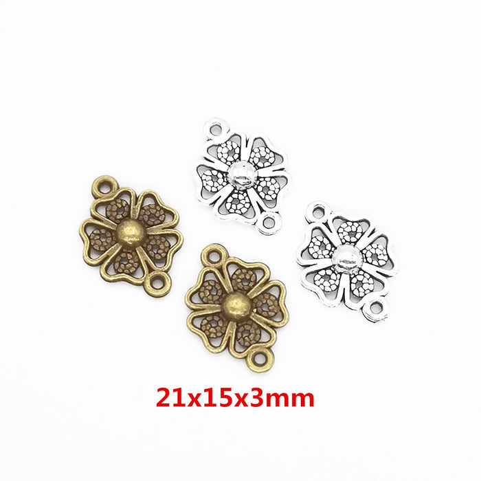 Zinc Alloy Double Flower Charm Pendant No.398939 for DIY Necklace Bracelet Jewelry Making