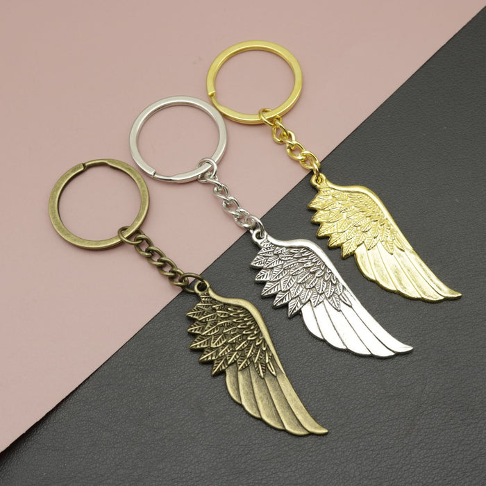 Metal Feather Wing Keychain Bag Charm Gift Accessory
