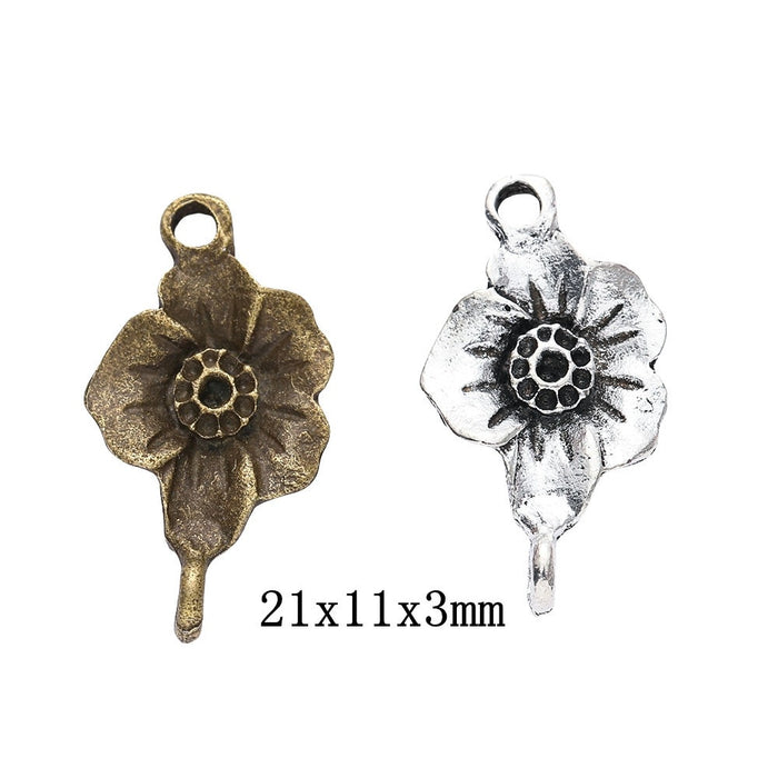 Zinc Alloy Double Flower Charm Pendant for DIY Necklace Bracelet Jewelry Making