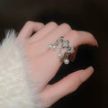 Square Pearl Zircon Open Ring For Women view 4
