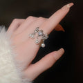 Square Pearl Zircon Open Ring For Women view 3