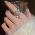 Square Pearl Zircon Open Ring For Women view 1