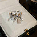 Square Pearl Zircon Open Ring For Women view 2