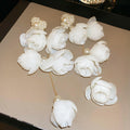 Chic Alloy Flower Pearl Long Tassel Drop Earrings For Women Statement Office Jewelry view 4