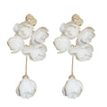 Chic Alloy Flower Pearl Long Tassel Drop Earrings For Women Statement Office Jewelry view 5