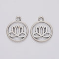 Zinc Alloy Lotus Charm Pendant for DIY Necklace Bracelet Jewelry Making view 3