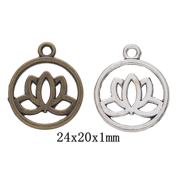 Zinc Alloy Lotus Charm Pendant for DIY Necklace Bracelet Jewelry Making