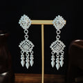 Vintage Ethnic Miao Silver Alloy Rhinestone Geometric Round Tassel Clip On Earrings view 2