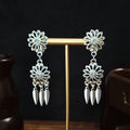 Vintage Ethnic Miao Silver Alloy Rhinestone Geometric Round Tassel Clip On Earrings view 4