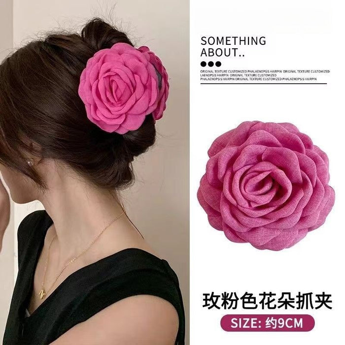 Burnt Flower Fabric Hair Clip With Vintage Rose Style