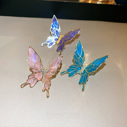 Sweet Alloy Butterfly Enamel Clip-on Earrings, Fresh Fashion Ear Cuff Jewelry