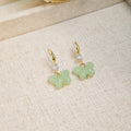 Elegant Chinese Vintage Green Jade-Look Lotus Butterfly Teardrop Rhinestone Alloy Tassel Chain Drop Earrings view 4