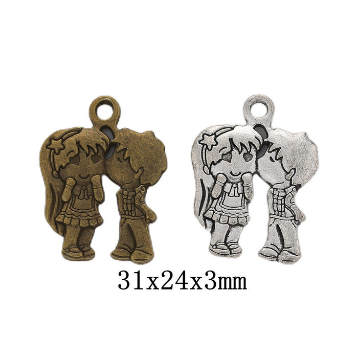 Zinc Alloy Couple Charm Pendant for DIY Necklace Bracelet Jewelry Making