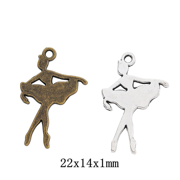 Zinc Alloy Dancing Girl Charm Pendant for DIY Necklace Bracelet Jewelry Making