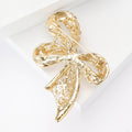 Alloy Pearl Rhinestone Bow Brooch Vintage Women's Clothing Pin view 3