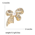 Alloy Pearl Rhinestone Bow Brooch Vintage Women's Clothing Pin view 4