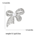 Alloy Pearl Rhinestone Bow Brooch Vintage Women's Clothing Pin view 6