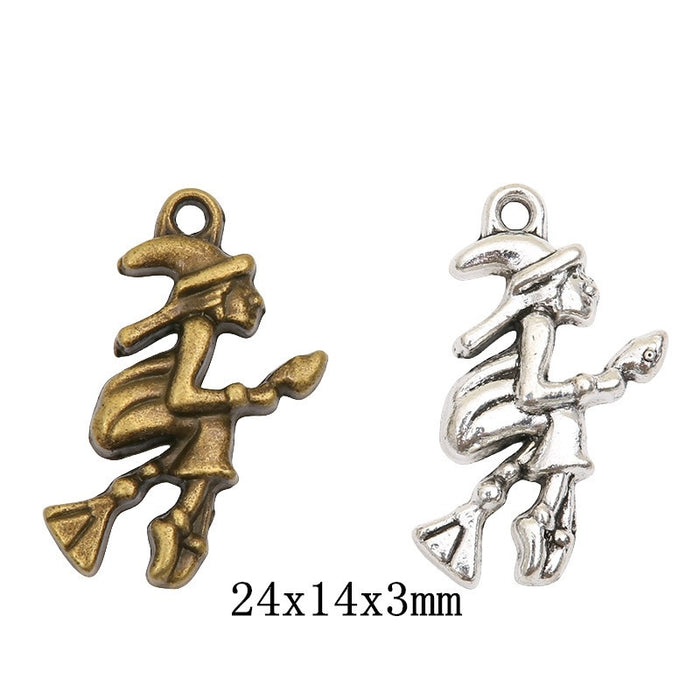 Vintage Zinc Alloy Witch Wizard Figure Charm Pendant For DIY Necklace Bracelet Jewelry