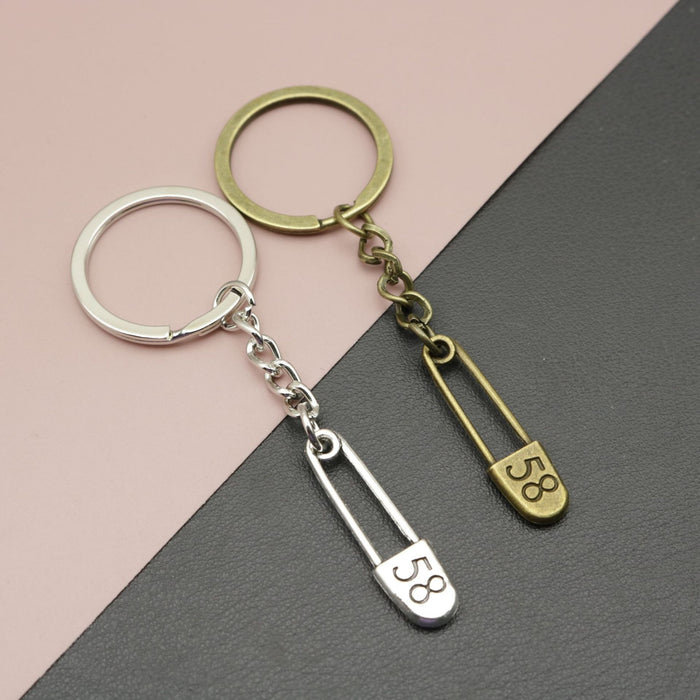 Zinc Alloy Safety Pin Keychain For Bag Charm