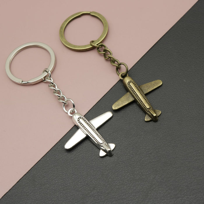 Zinc Alloy Minimalist Airplane Keychain For Travel Gift