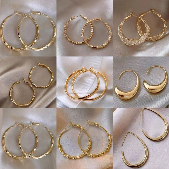 Minimalist Copper Round Geometric Hoop Earrings With Silver Pin For Fashion Commute Style