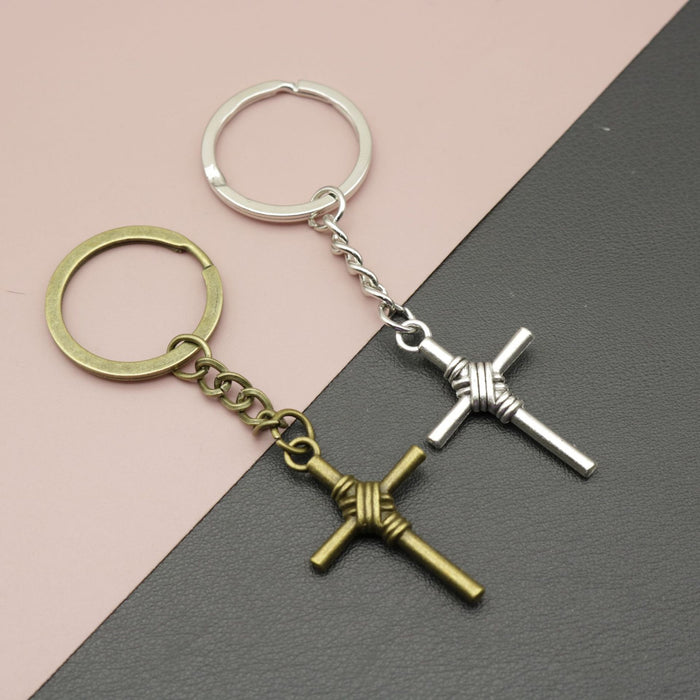 Zinc Alloy Cross Keychain Simple Gift Key Ring