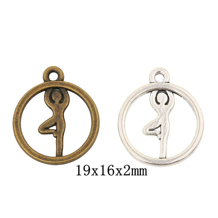 Vintage Alloy Yoga Figure Frame Charm Pendant For DIY Necklace Bracelet Jewelry Making