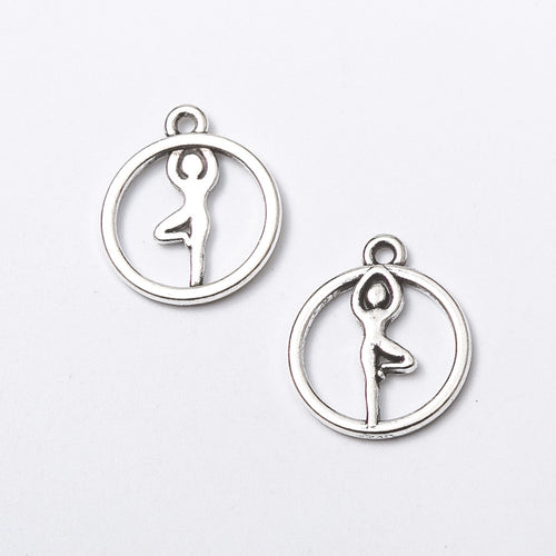 Vintage Alloy Yoga Figure Frame Charm Pendant For DIY Necklace Bracelet Jewelry Making