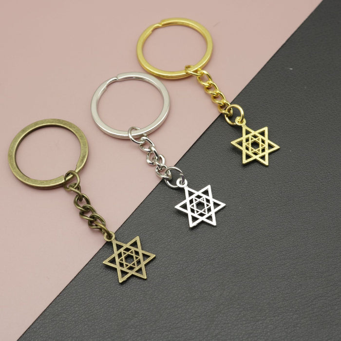 Metal Six-Pointed Star Keychain Minimalist Bag Charm Gift